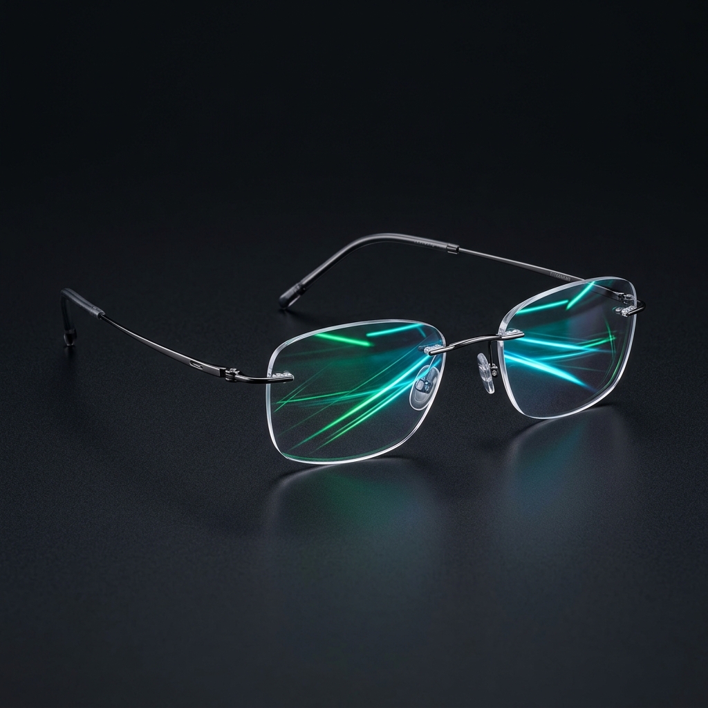 Zenith Titanium Rimless Glasses — 1 frame + storage kit